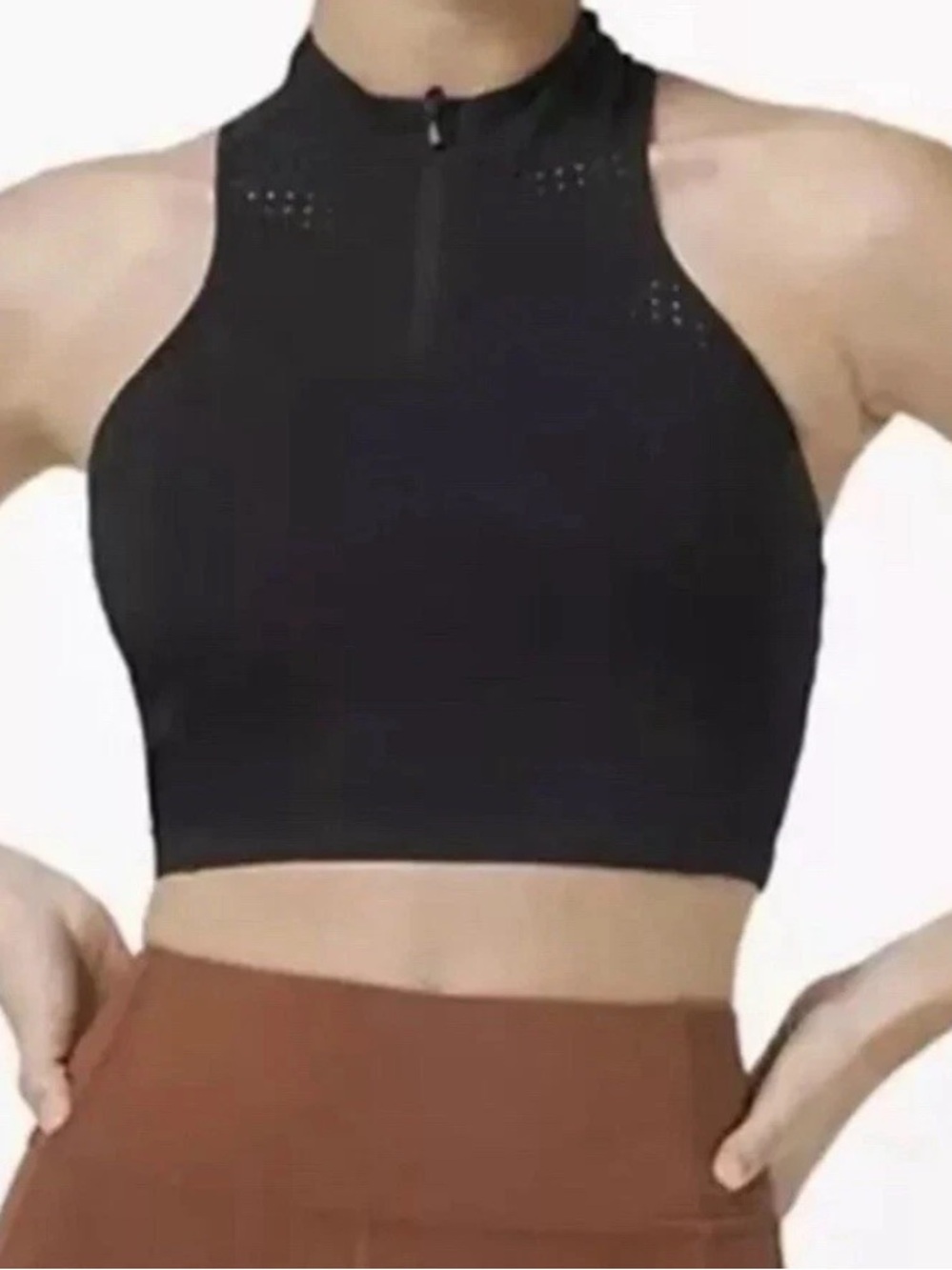 lululemon athletica Black Unleash Strength High-Neck Zip Crop Bra